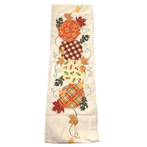 Temp-tations Embroidered Table Runner Harvest Pumpkins Fall 14“ x 78“ - Picture 1 of 5